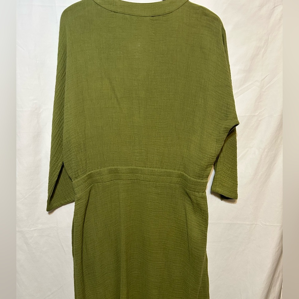 NWT SOFT SURROUNDINGS Drina Gauze Button Front Midi Dress Fern Green Sz Medium - Picture 5 of 12